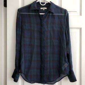 Madewell Sheer Plaid Blouse Size XS